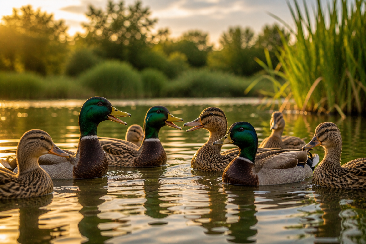 Eenden die samen in een groep lopen